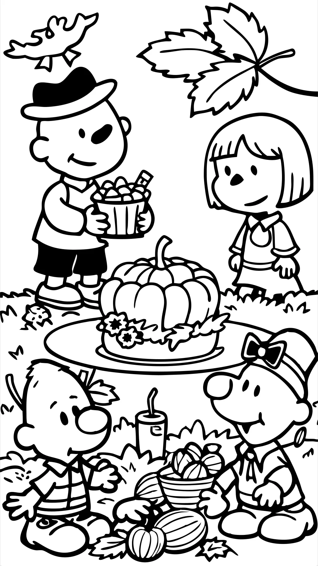 Page de couleur de Thanksgiving Charlie Brown